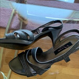 Nina Charcoal Sparkle Strappy Heels Elegant Design